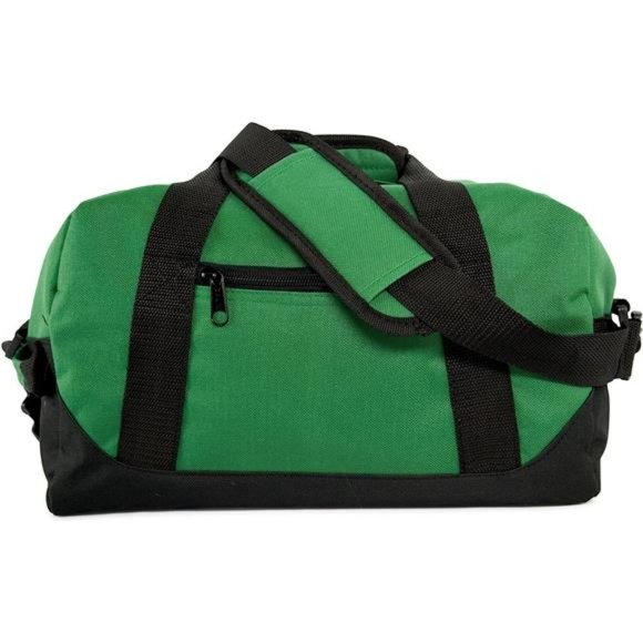 14" Small Duffle Bag Two Toned Gym Travel Bag Dark Green